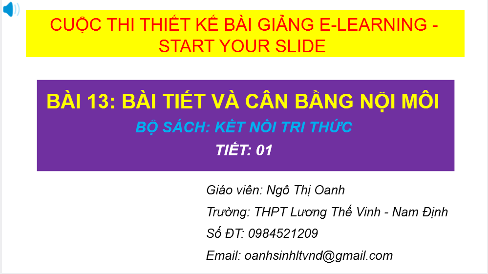 Bài 13_Tiết 1: Bài tiết và cân bằng nội môi