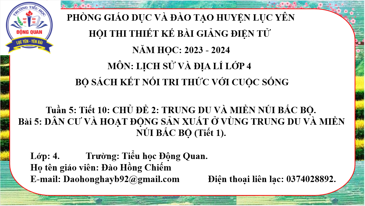 Bài 5: Dân cư và hoạt động sản xuất ở vùng Trung Du Miền Núi Bắc Bộ