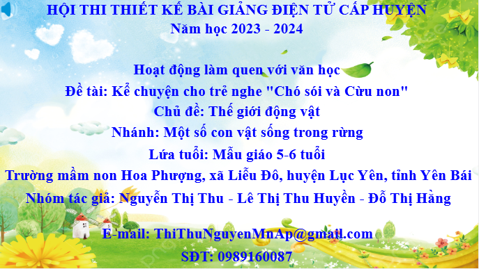 Đề tài: Kể chuyện cho trẻ nghe Chó sói và Cừu non