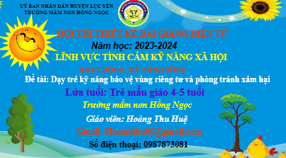 Đề tài: dạy trẻ kỹ năng bảo vệ vùng riêng tư và phòng tránh xâm hại