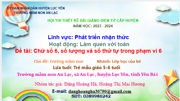 Đề tài: Chữ số 6, số lượng và số thứ tự trong phạm vi 6