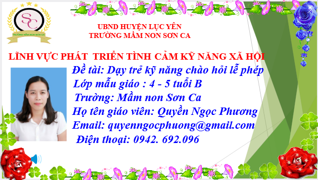 Đề tài: Dạy trẻ kỹ năng chào hỏi lễ phép