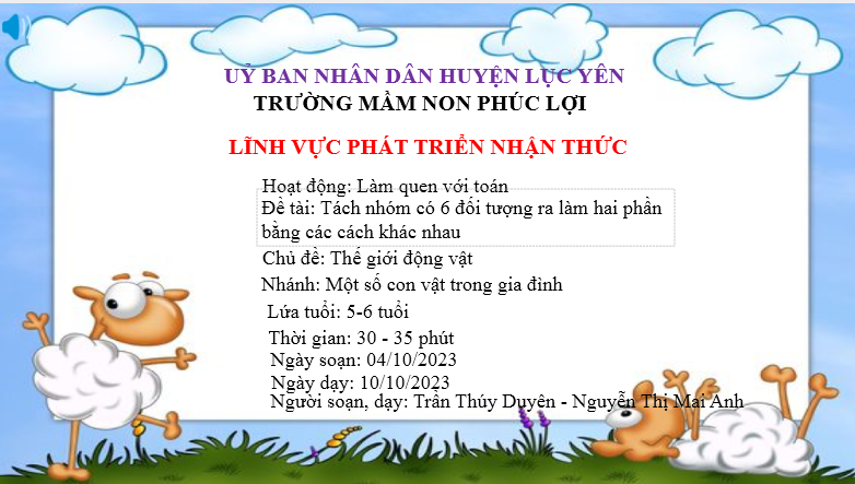 Đề tài: Tách nhóm có 6 đối tượng ra làm hai phần bằng các cách khác nhau