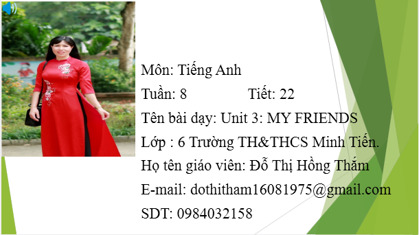 Unit 3_Tiết 22: My Friends