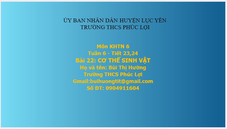 Bài 22: Cơ thể sinh vật