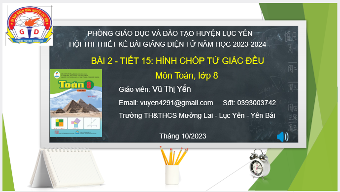 Bài 2_Tiết 15: Hình chóp tứ giác đều 