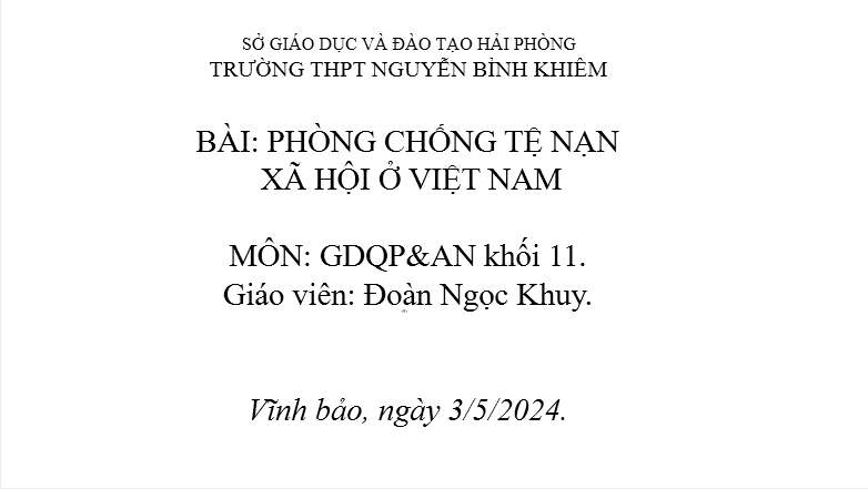 Bài: Phòng chống tệ nạn xã hội ở Việt Nam